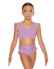 Solid Lycra Sweetheart Crop Top Gather Sleeve