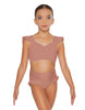Solid Lycra Sweetheart Crop Top Gather Sleeve