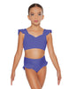 Solid Lycra Sweetheart Crop Top Gather Sleeve