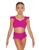 Solid Lycra Sweetheart Crop Top Gather Sleeve
