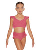 Solid Lycra Sweetheart Crop Top Gather Sleeve