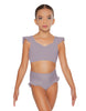 Solid Lycra Sweetheart Crop Top Gather Sleeve