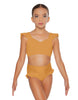 Solid Lycra Sweetheart Crop Top Gather Sleeve
