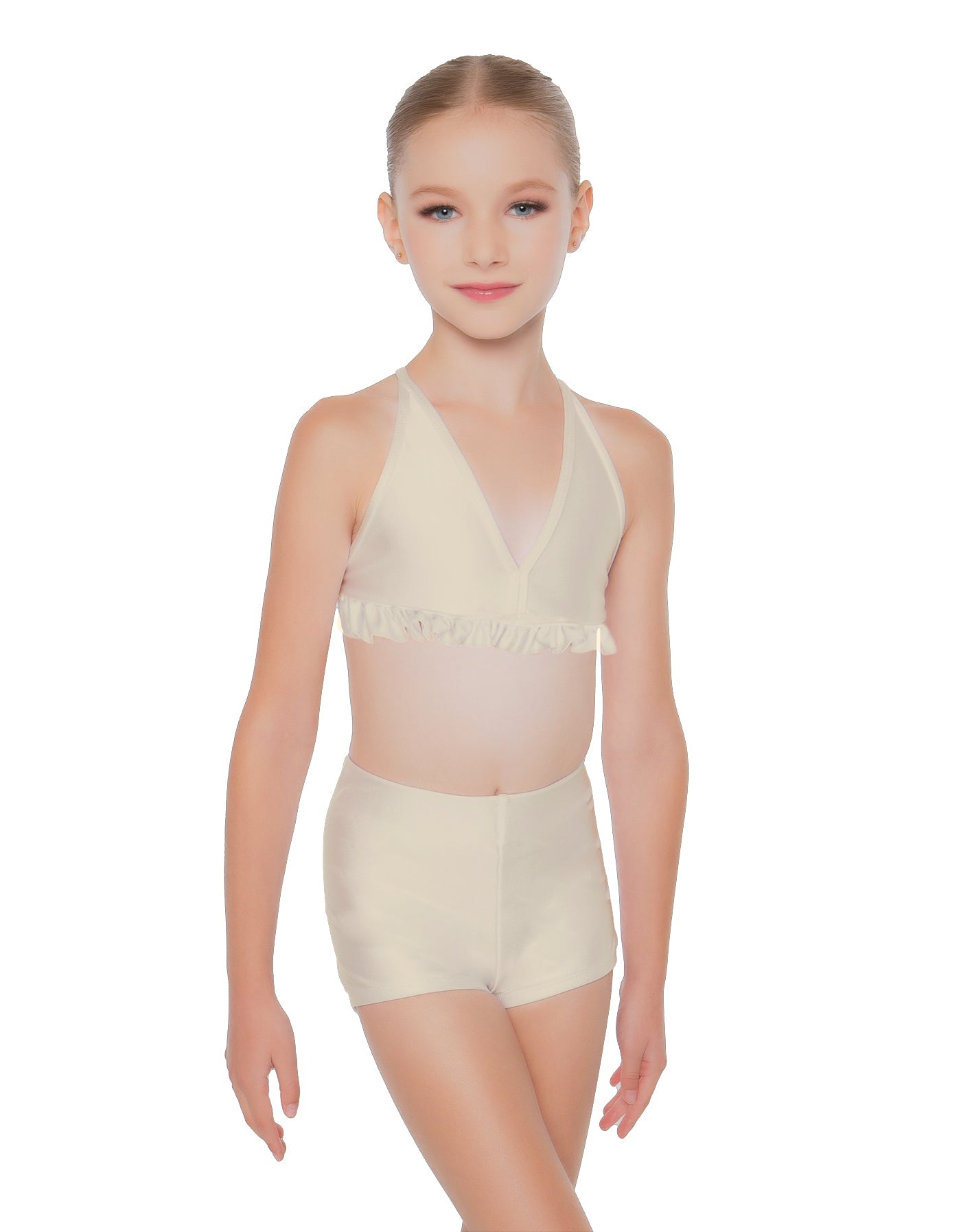 Solid Lycra V Bra with Ruffles