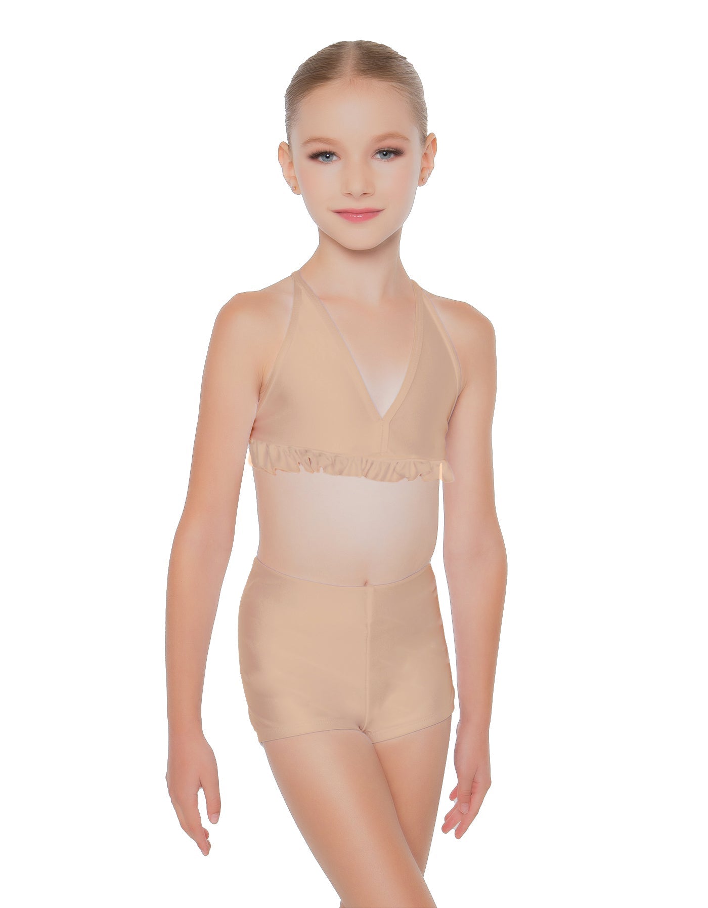 Solid Lycra V Bra with Ruffles