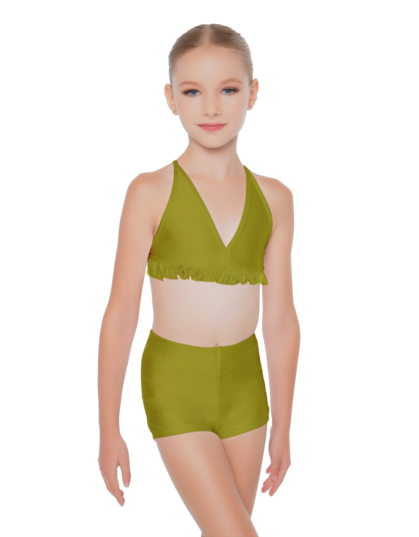 Solid Lycra V Bra with Ruffles