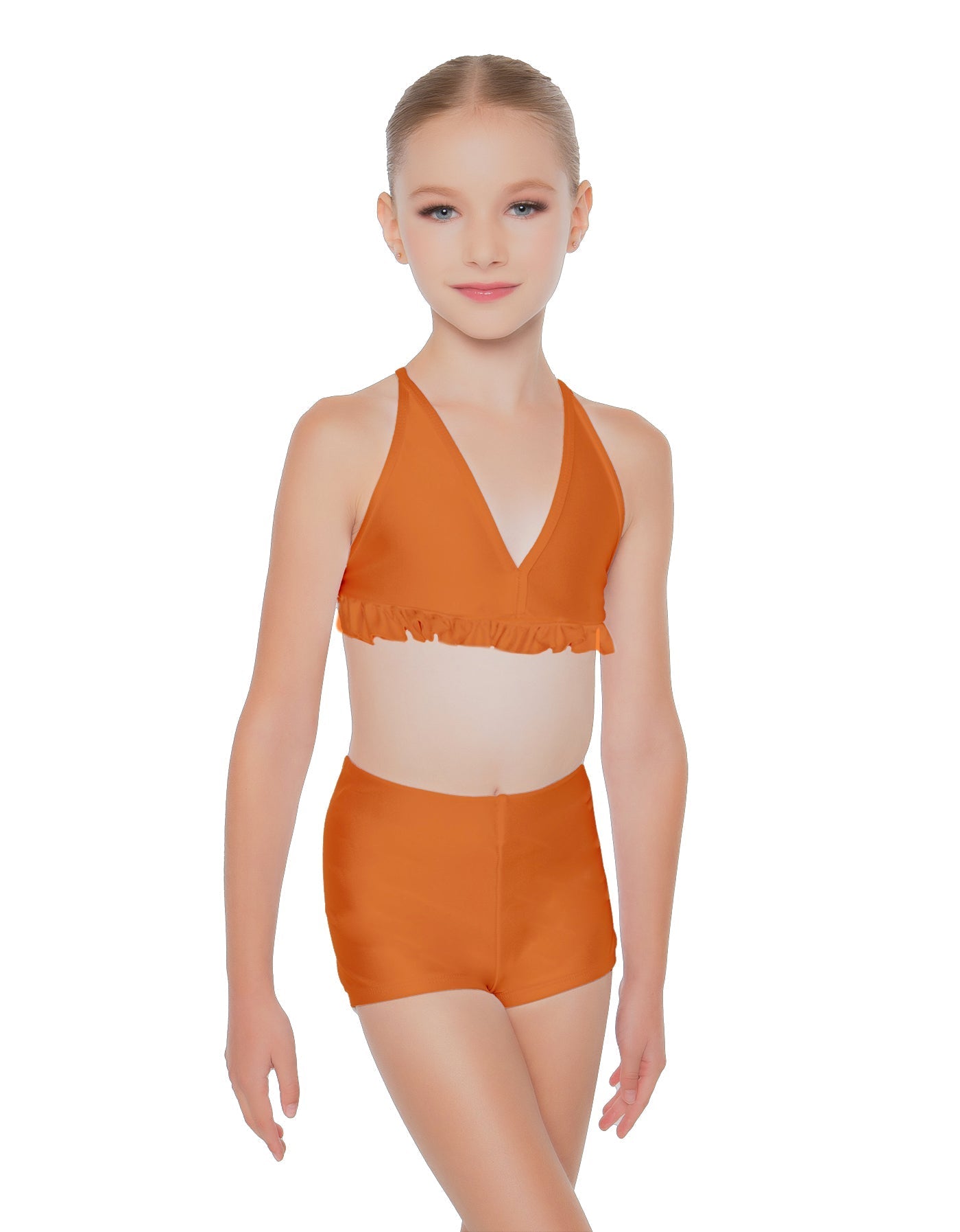 Solid Lycra V Bra with Ruffles