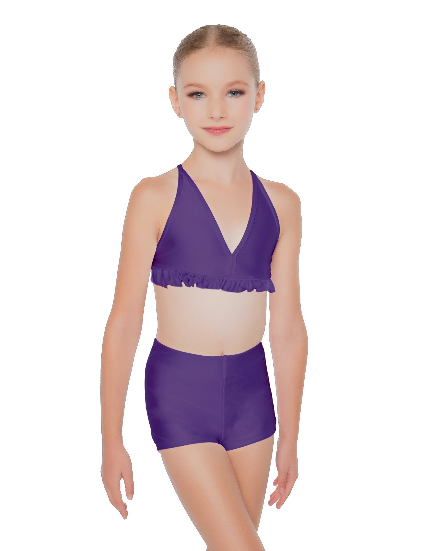 Solid Lycra V Bra with Ruffles