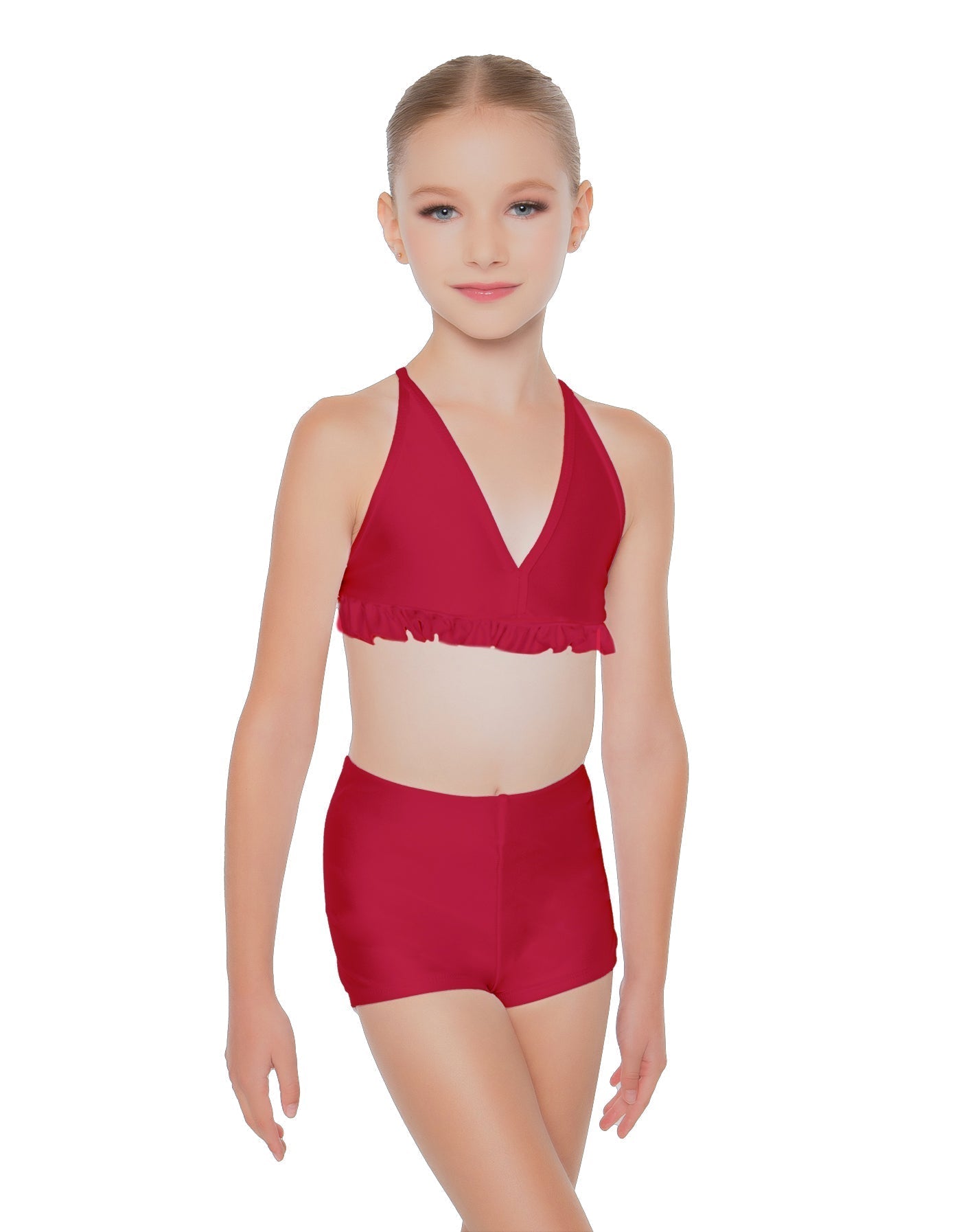 Solid Lycra V Bra with Ruffles