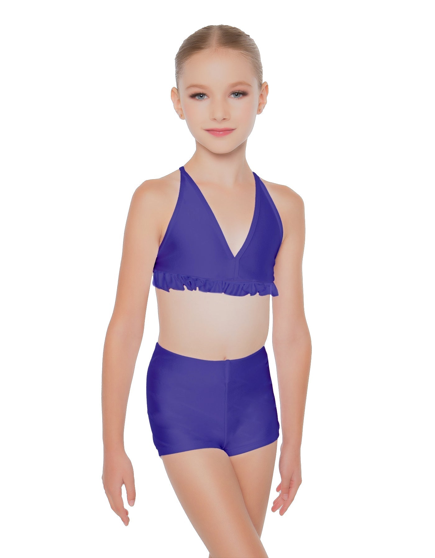 Solid Lycra V Bra with Ruffles