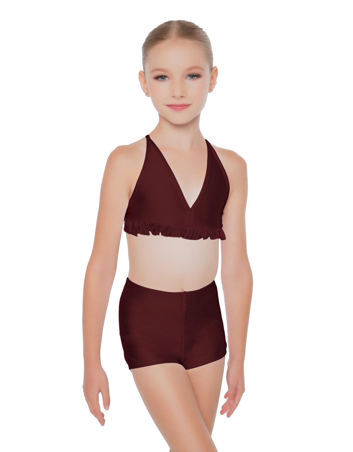 Solid Lycra V Bra with Ruffles