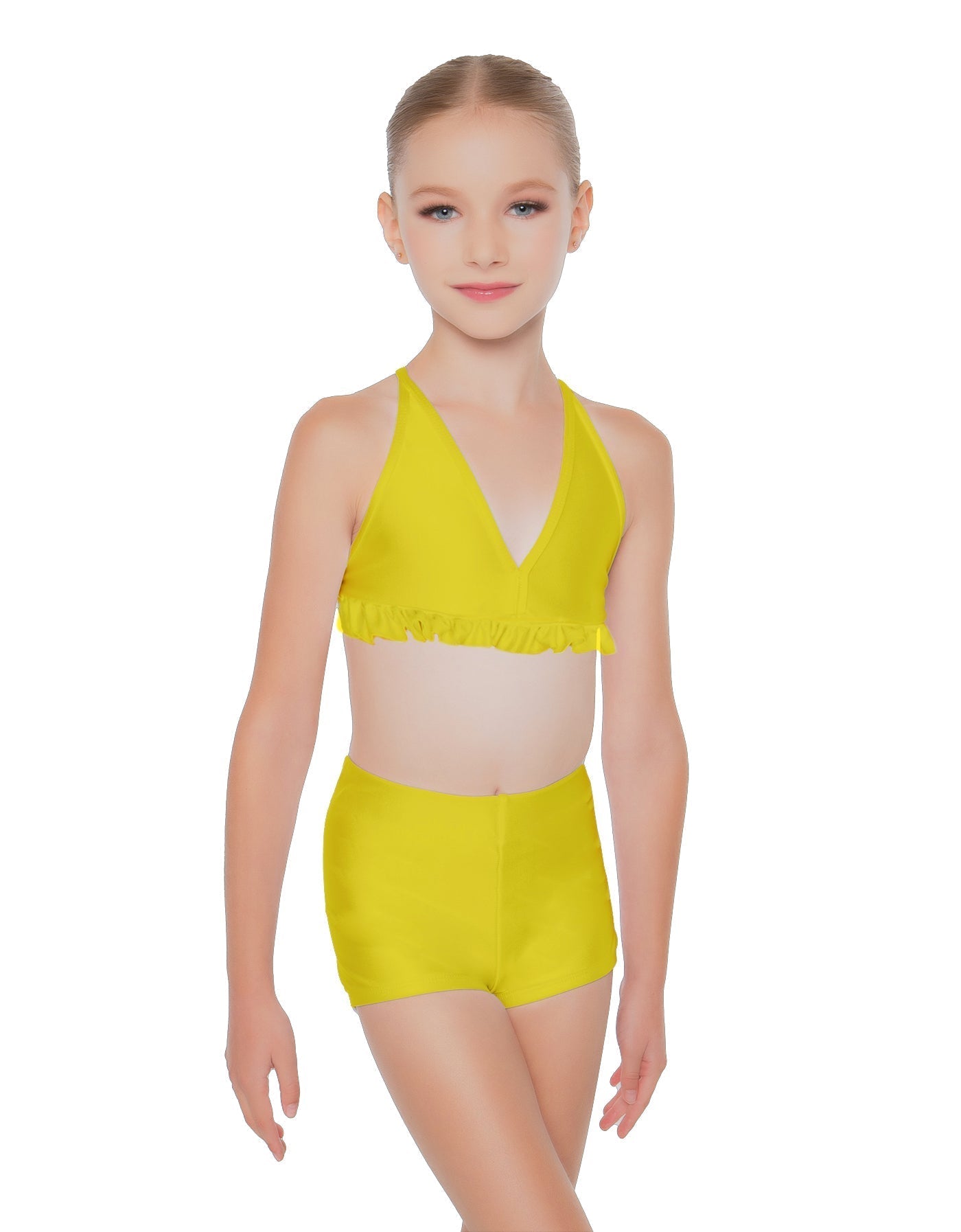 Solid Lycra V Bra with Ruffles
