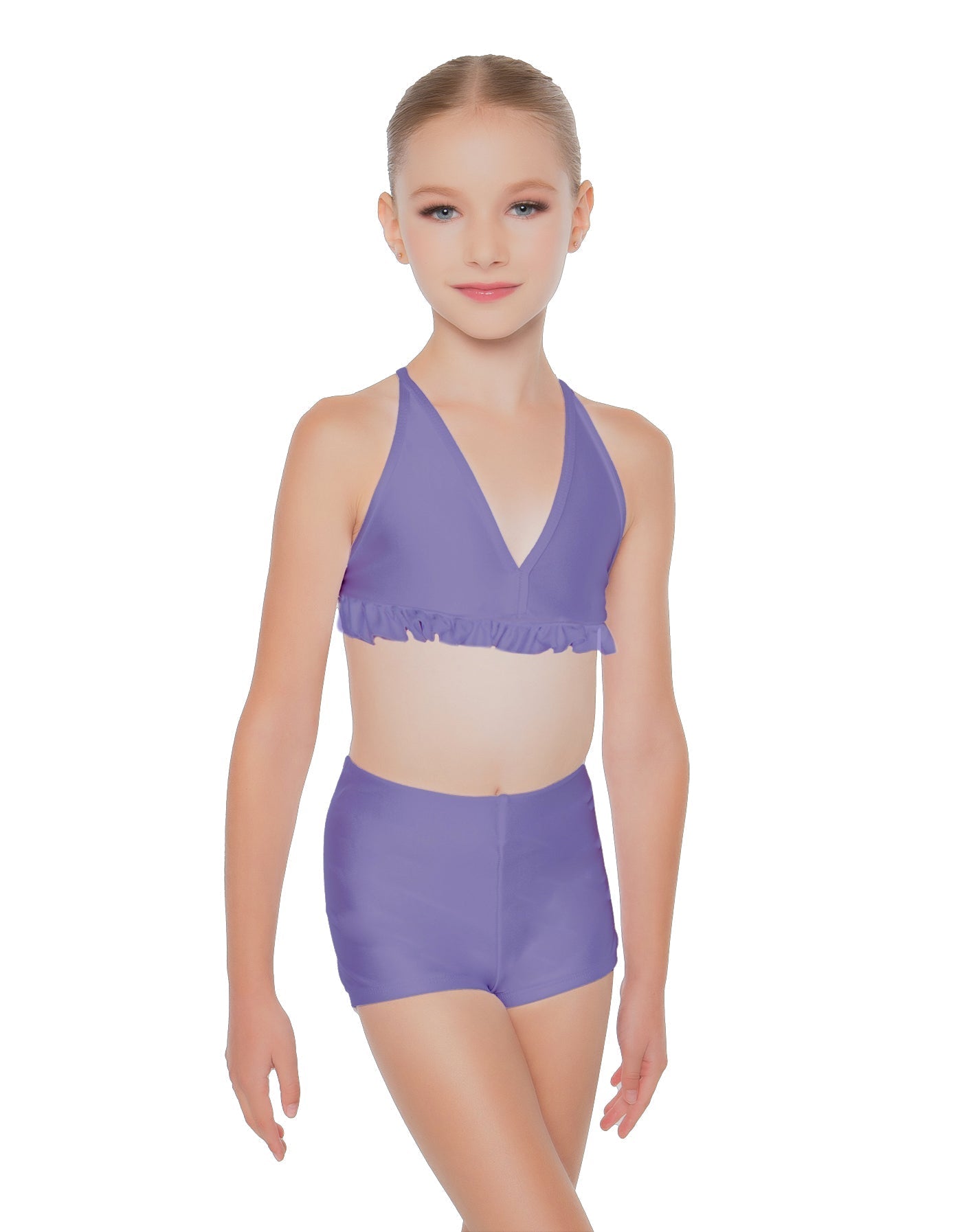 Solid Lycra V Bra with Ruffles