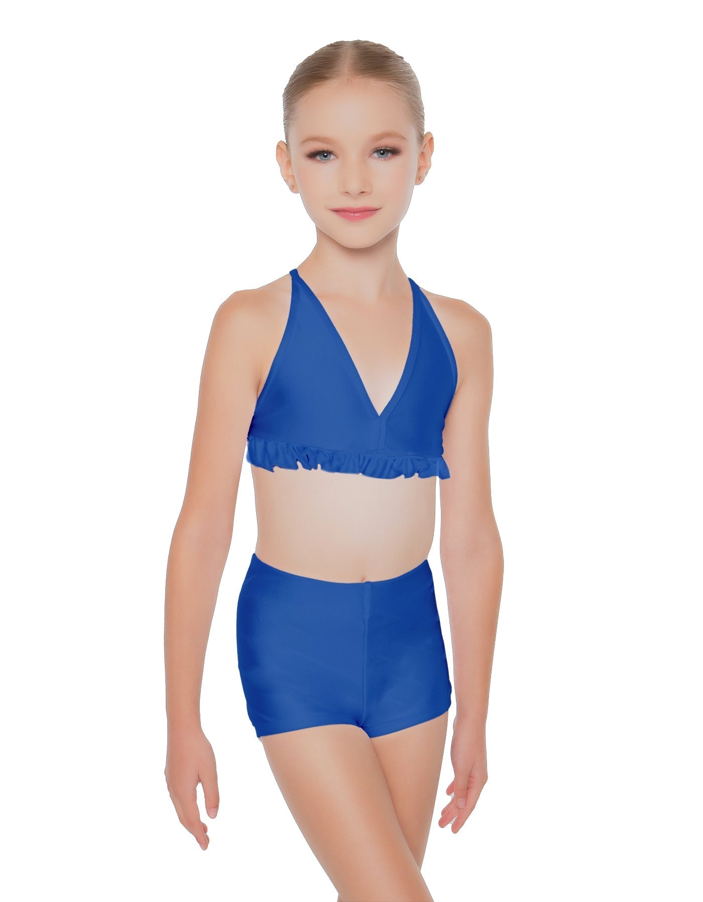 Solid Lycra V Bra with Ruffles
