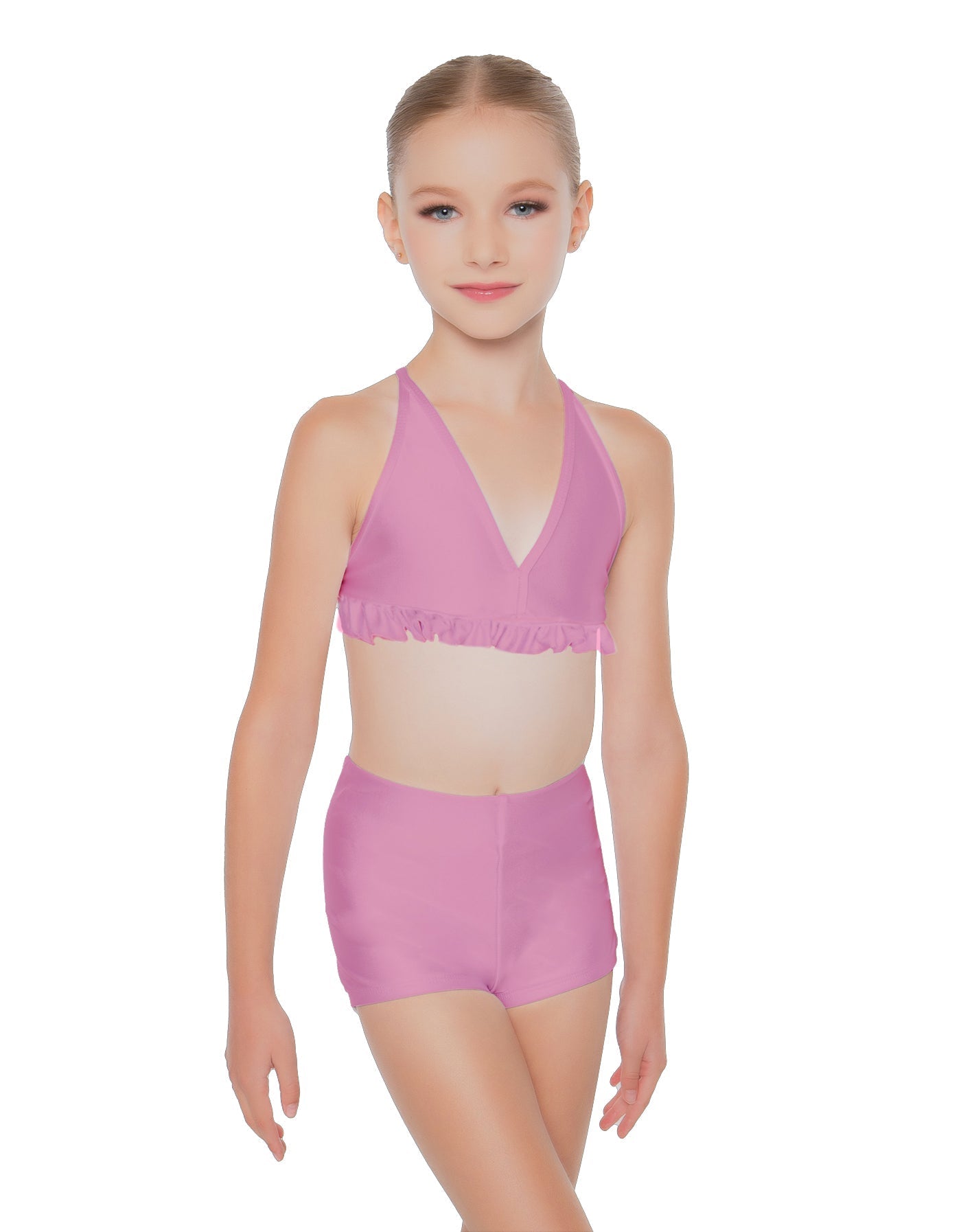 Solid Lycra V Bra with Ruffles