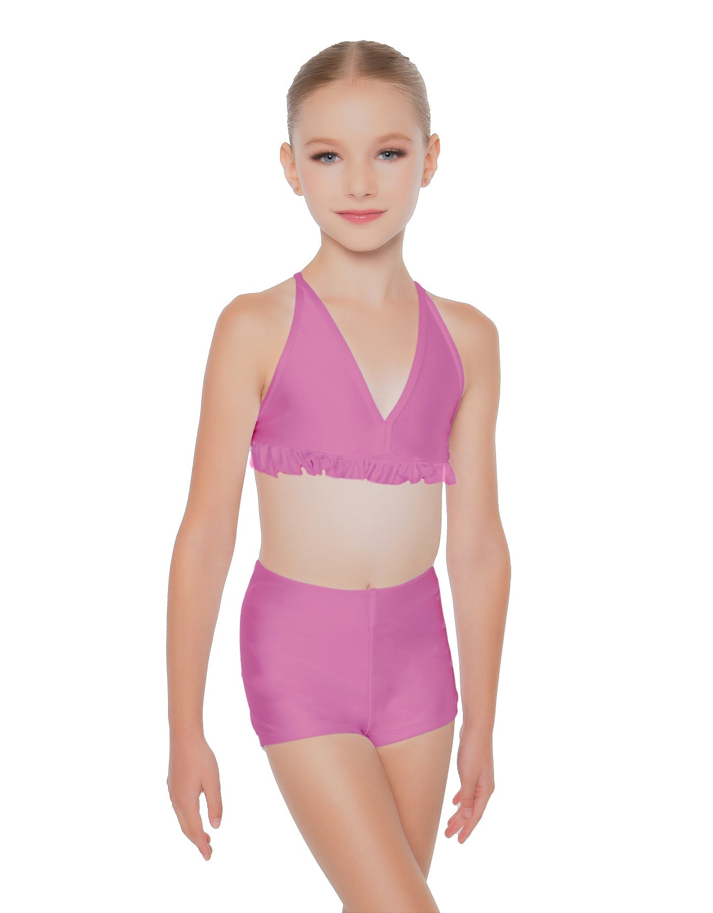 Solid Lycra V Bra with Ruffles