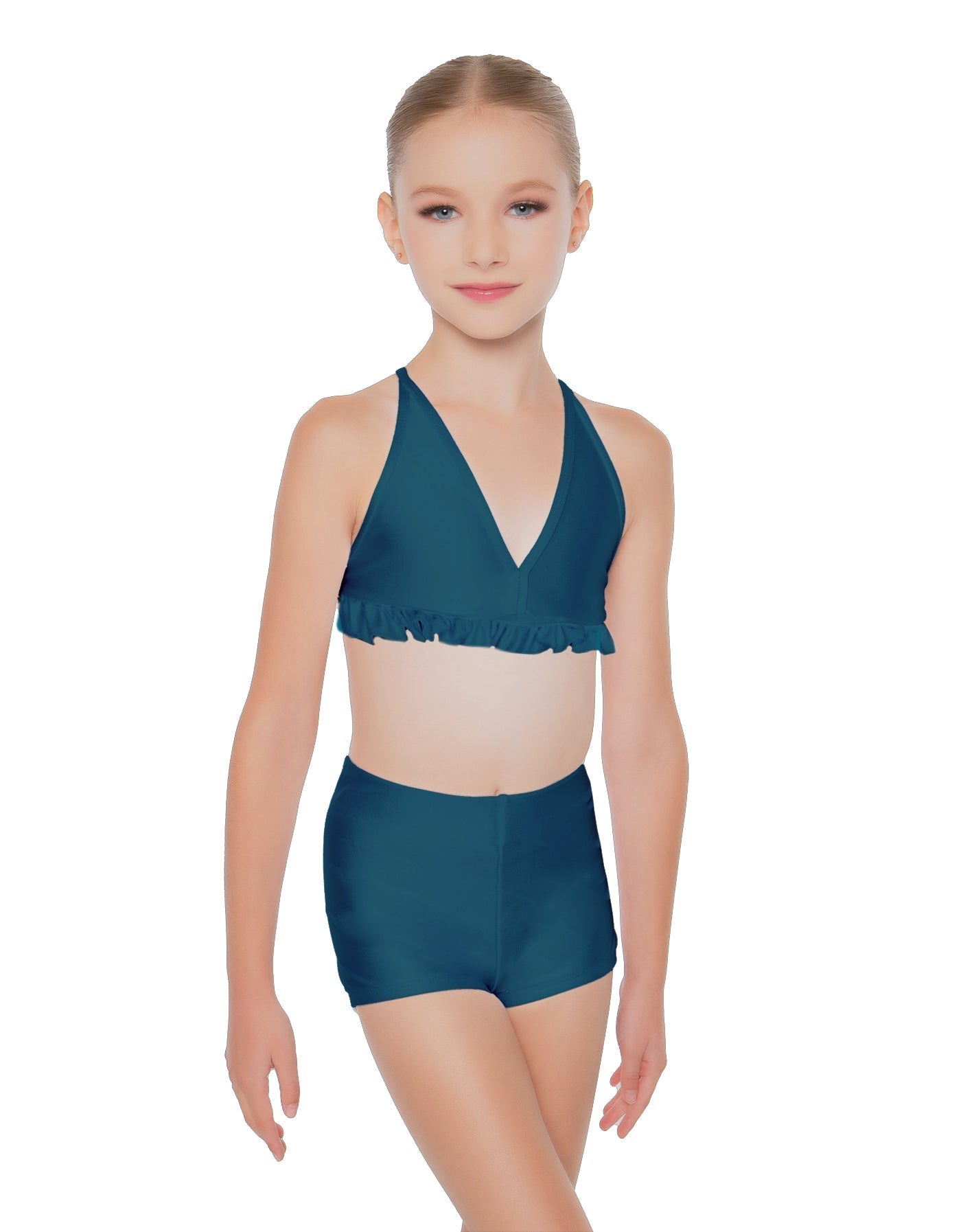 Solid Lycra V Bra with Ruffles