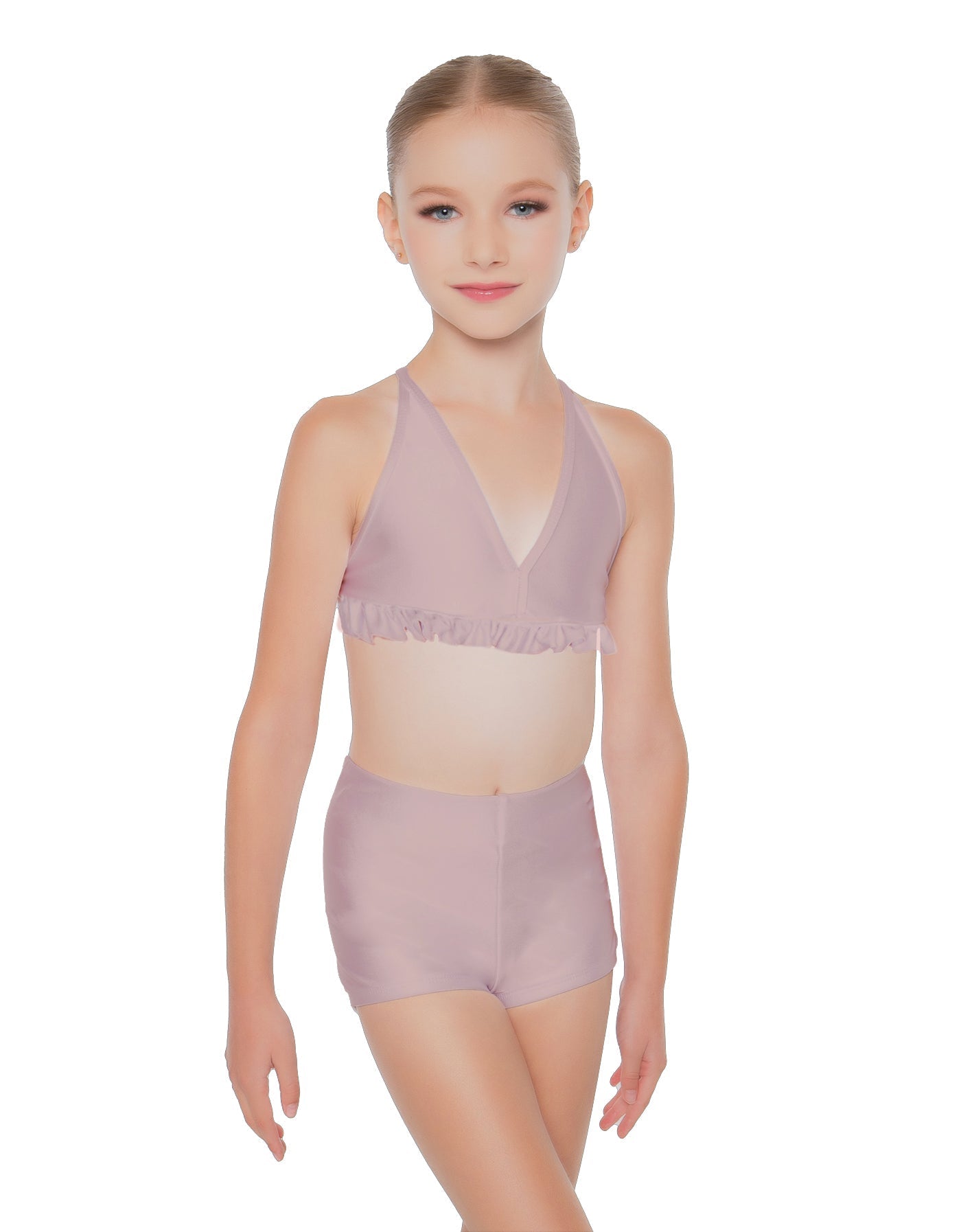 Solid Lycra V Bra with Ruffles