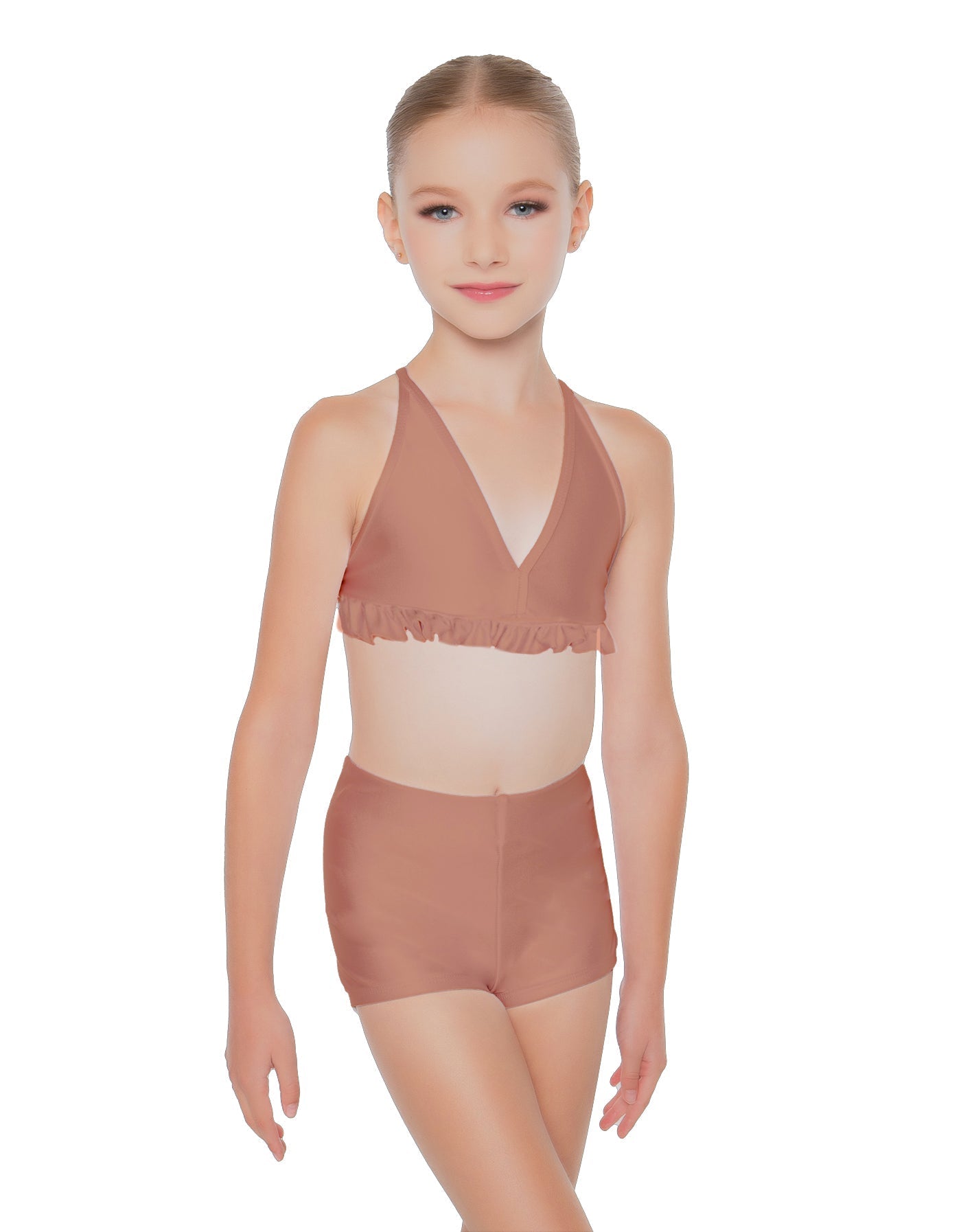 Solid Lycra V Bra with Ruffles