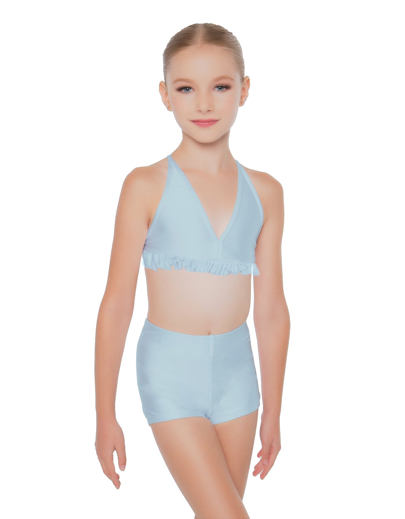 Solid Lycra V Bra with Ruffles