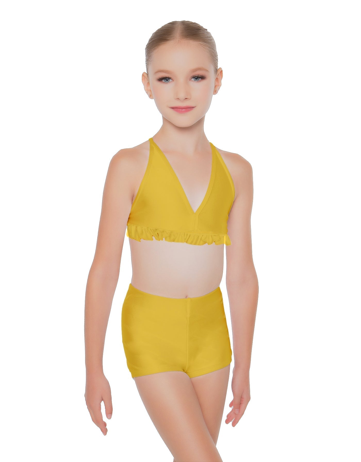Solid Lycra V Bra with Ruffles