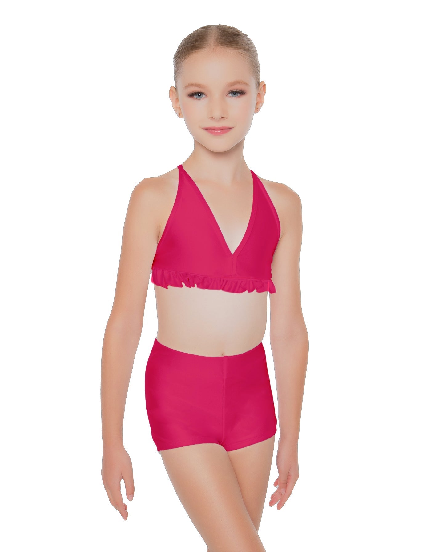Solid Lycra V Bra with Ruffles