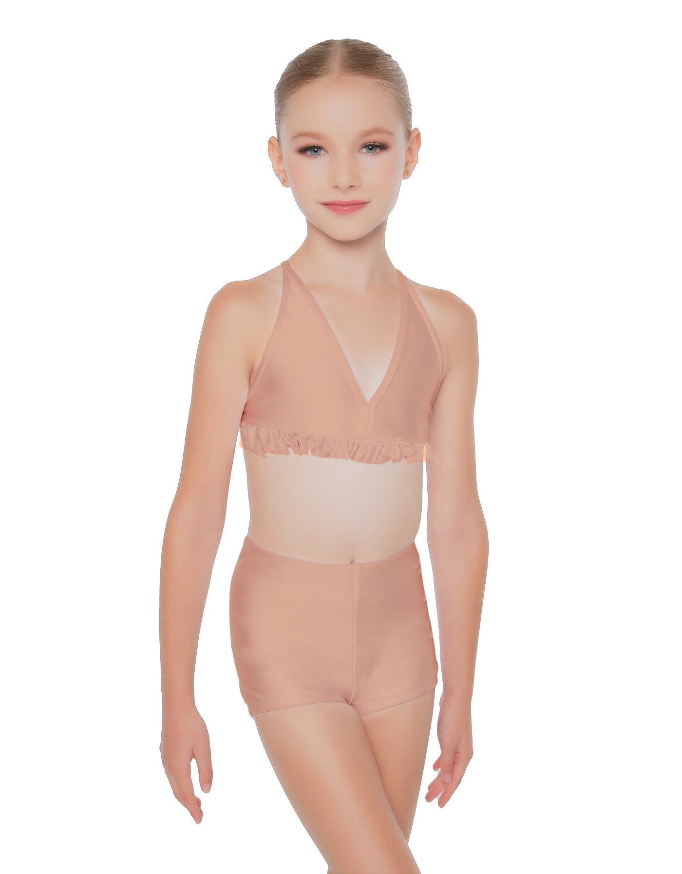 Solid Lycra V Bra with Ruffles