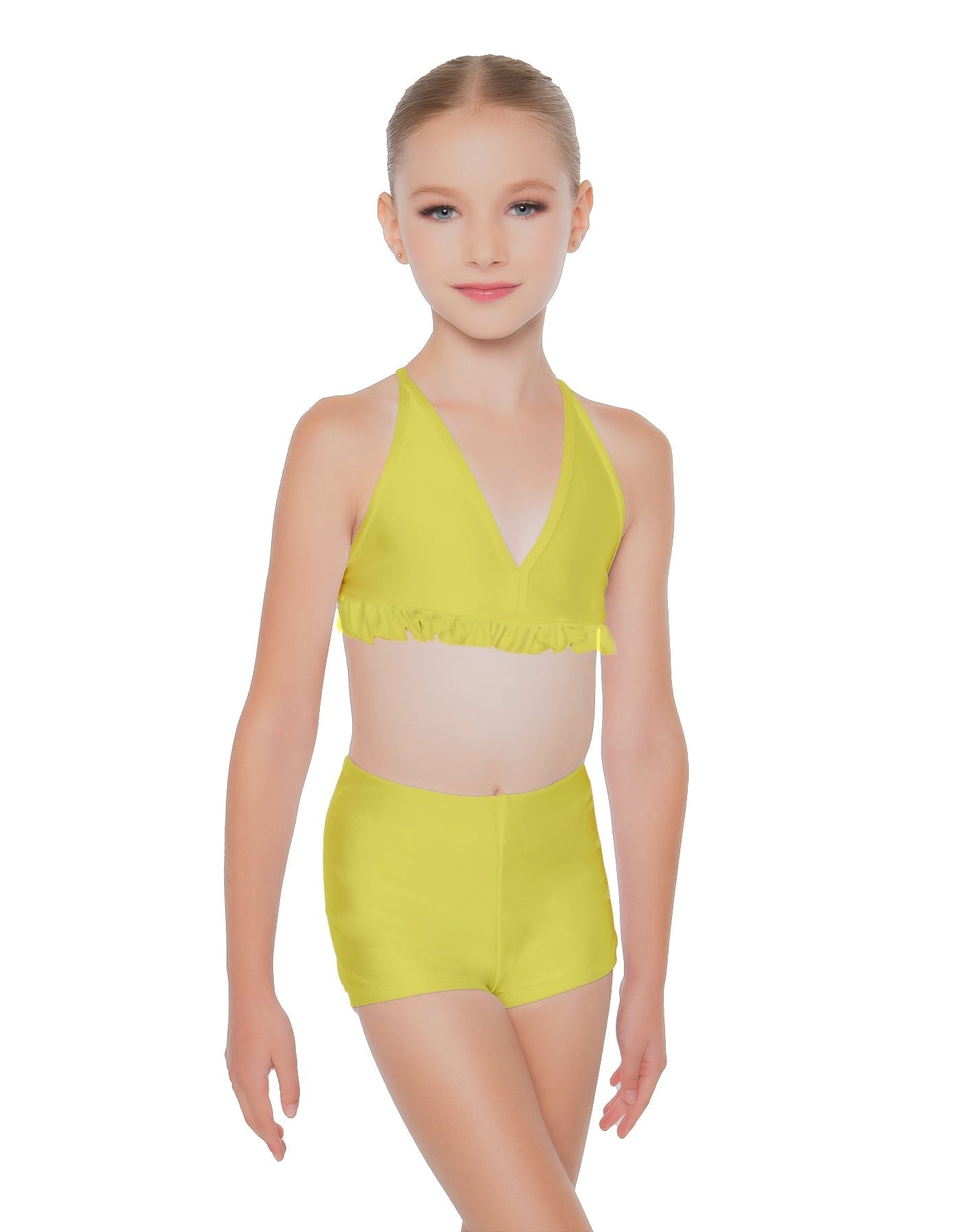 Solid Lycra V Bra with Ruffles