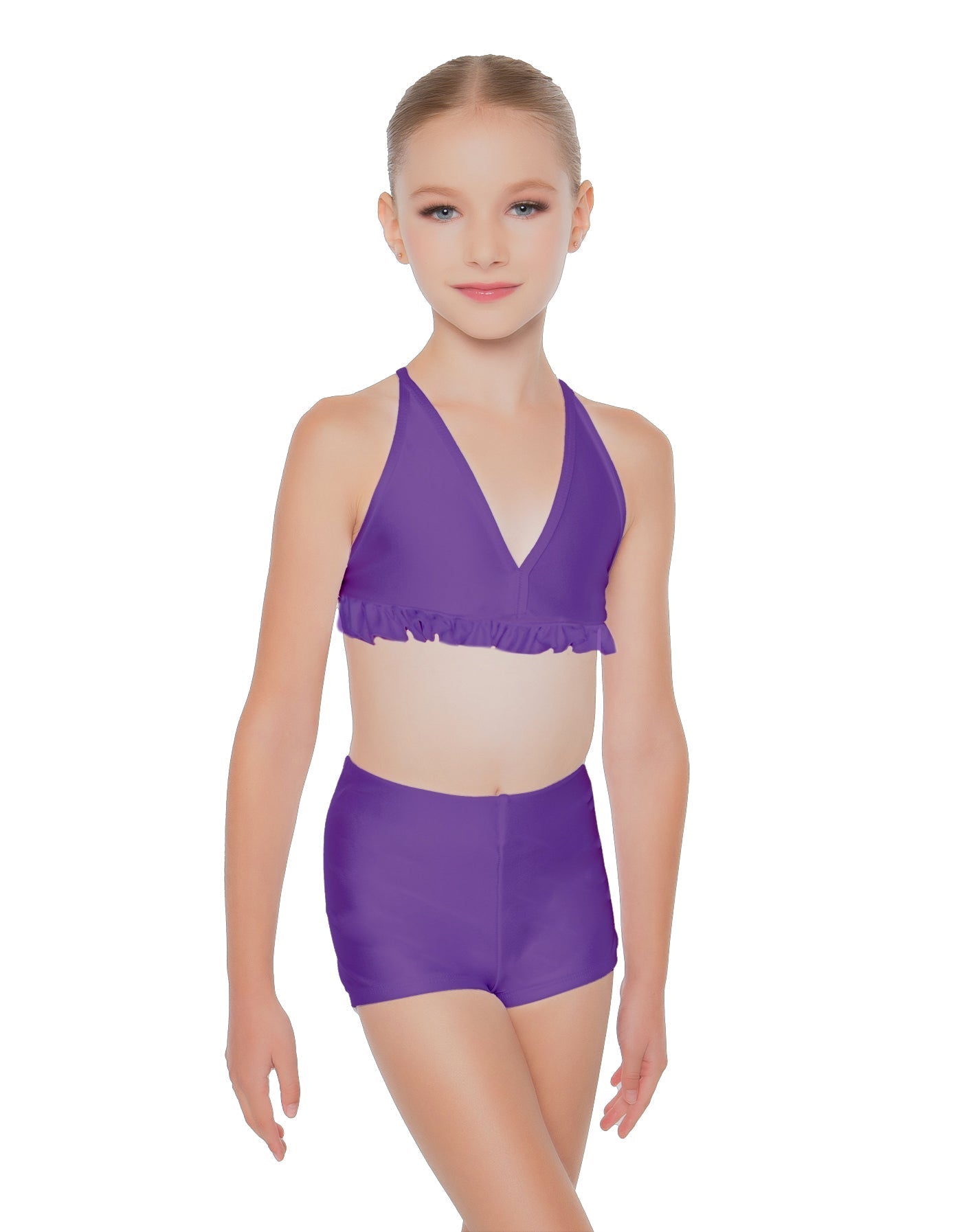 Solid Lycra V Bra with Ruffles