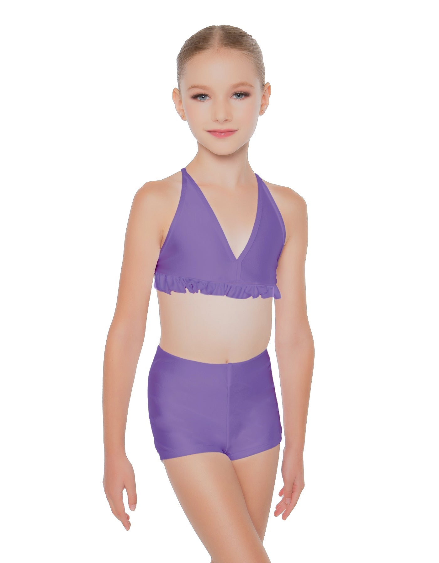Solid Lycra V Bra with Ruffles
