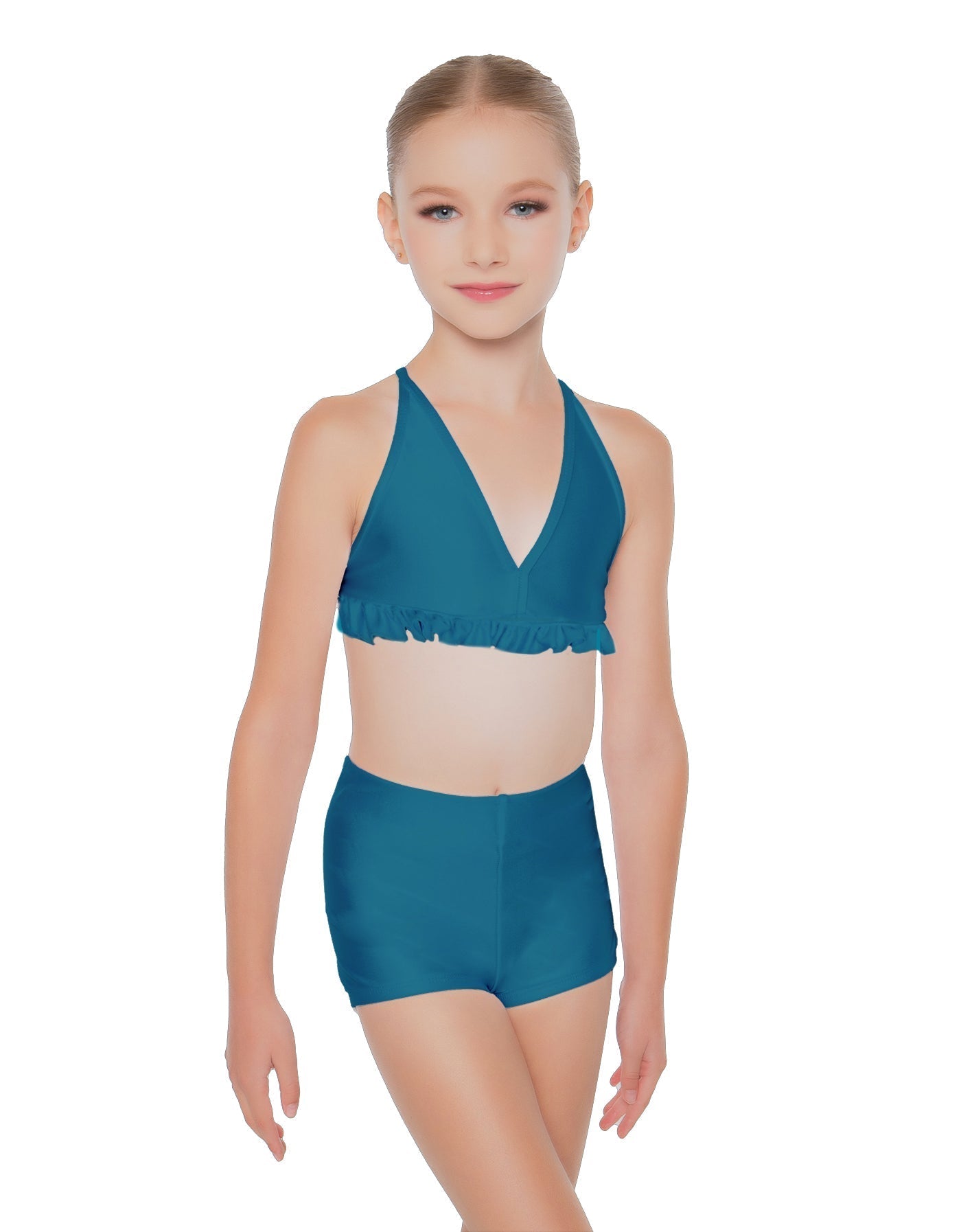 Solid Lycra V Bra with Ruffles