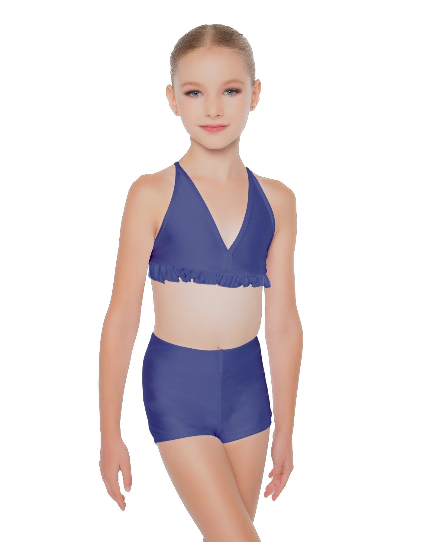 Solid Lycra V Bra with Ruffles