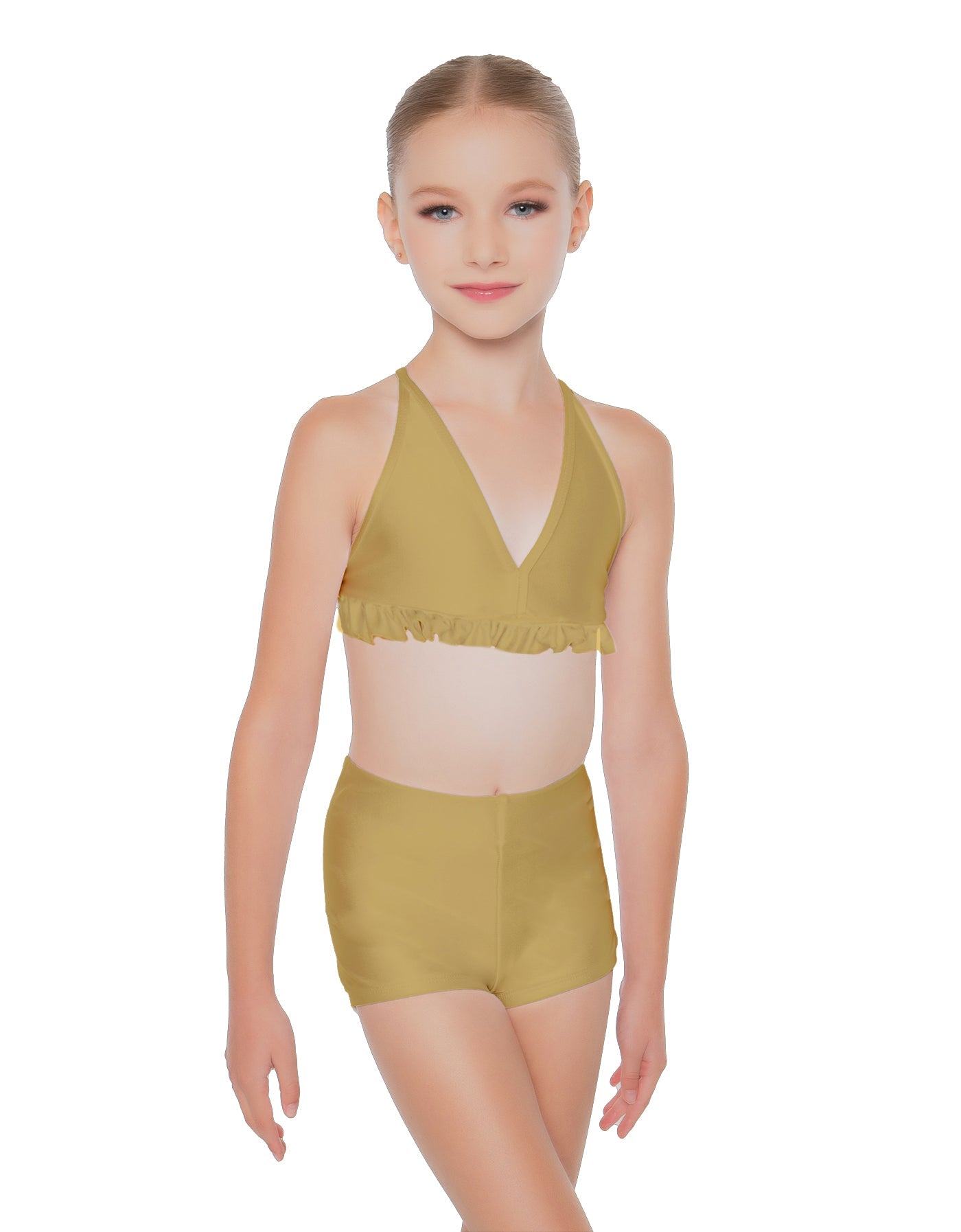 Solid Lycra V Bra with Ruffles