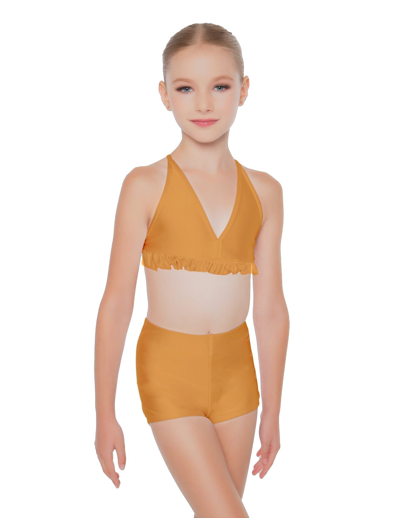 Solid Lycra V Bra with Ruffles