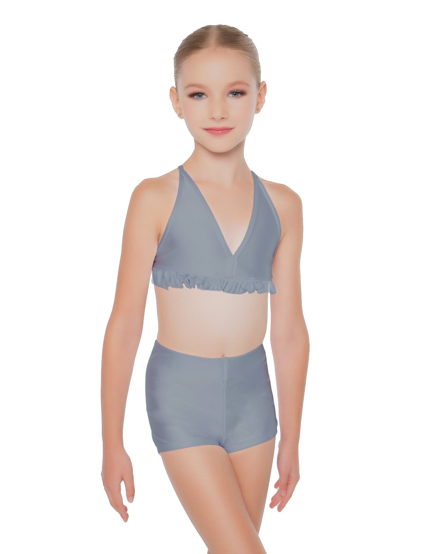 Solid Lycra V Bra with Ruffles