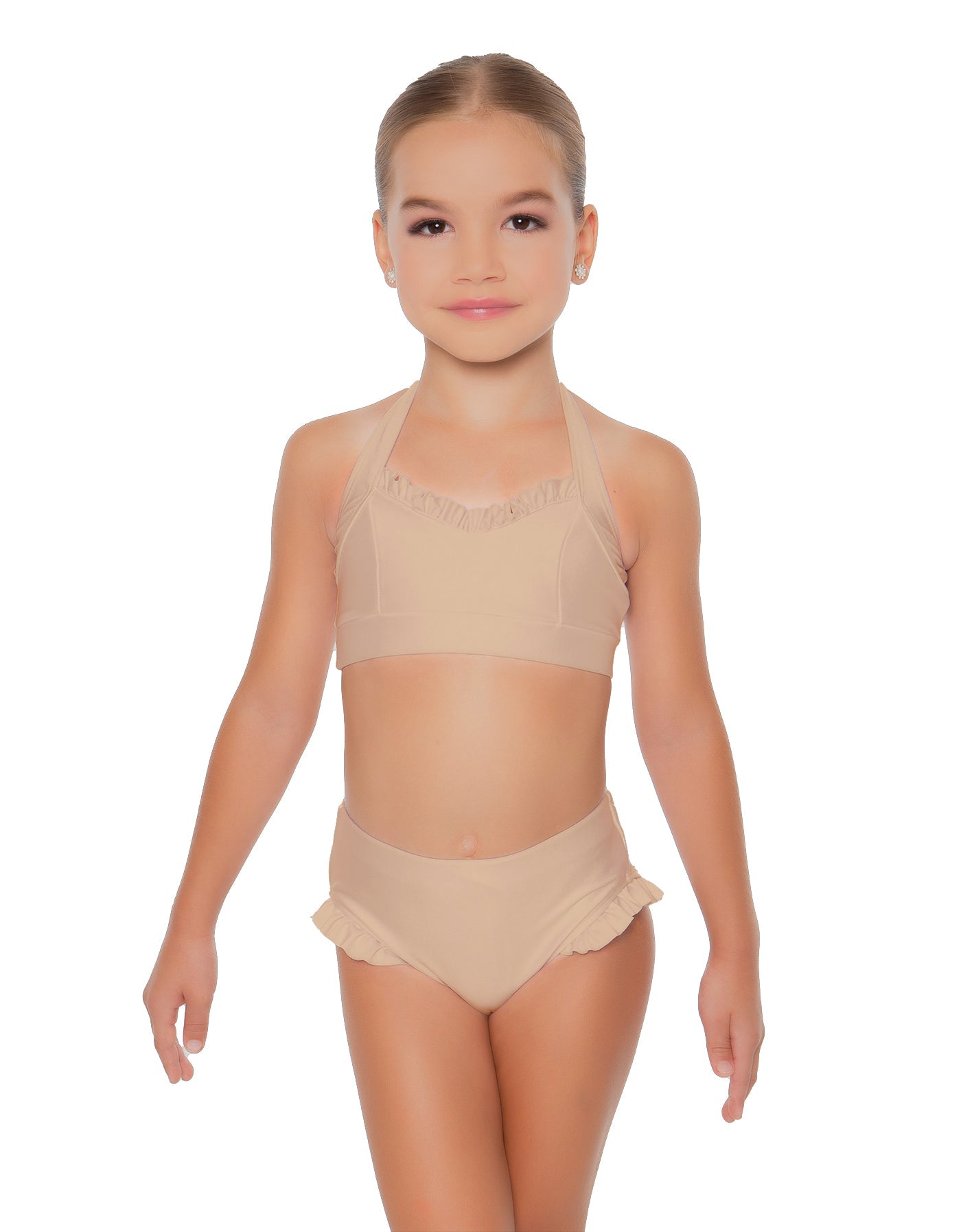Solid Lycra Halter Sweetheart Bra with Ruffle
