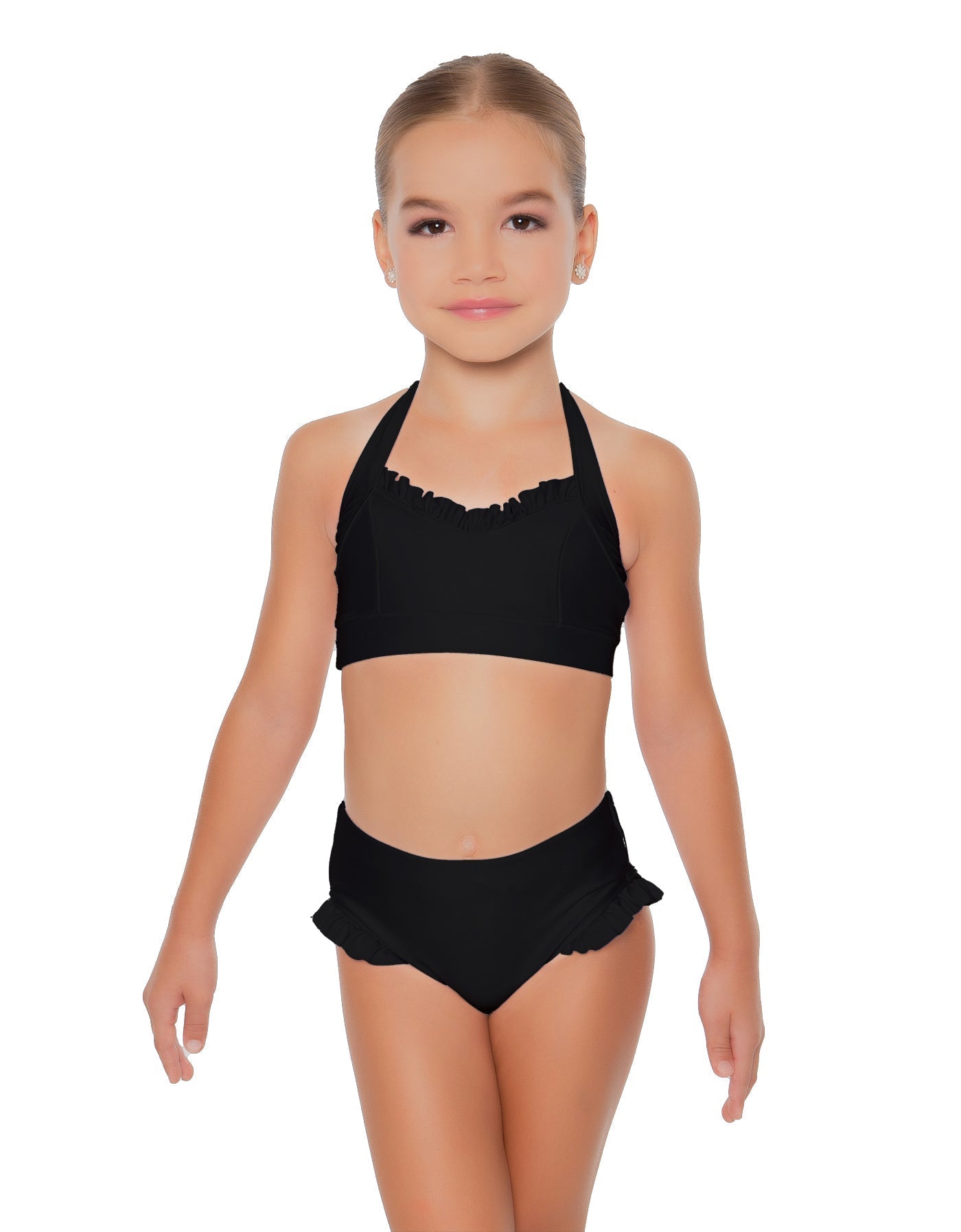 Solid Lycra Halter Sweetheart Bra with Ruffle