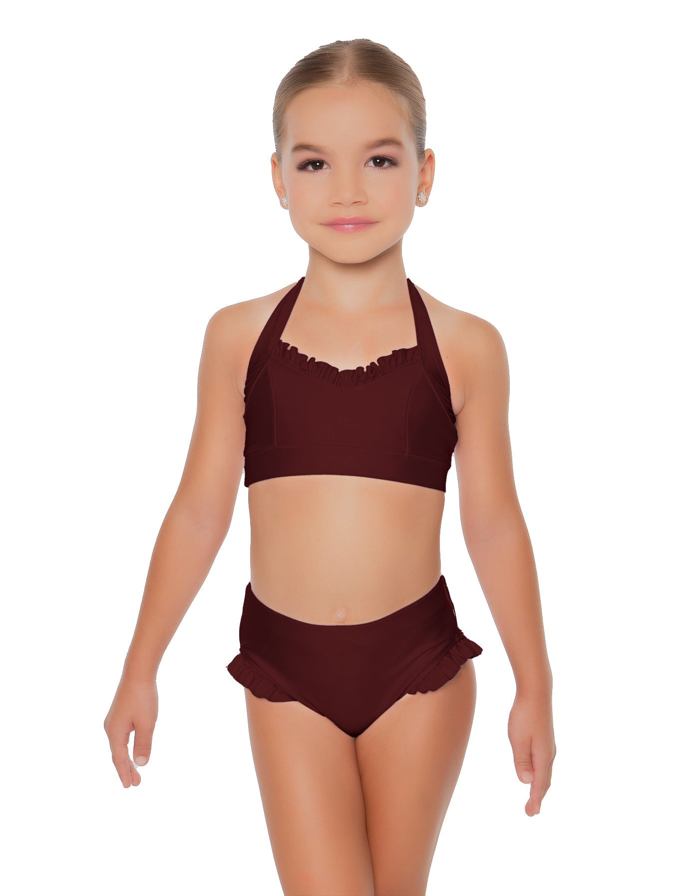 Solid Lycra Halter Sweetheart Bra with Ruffle