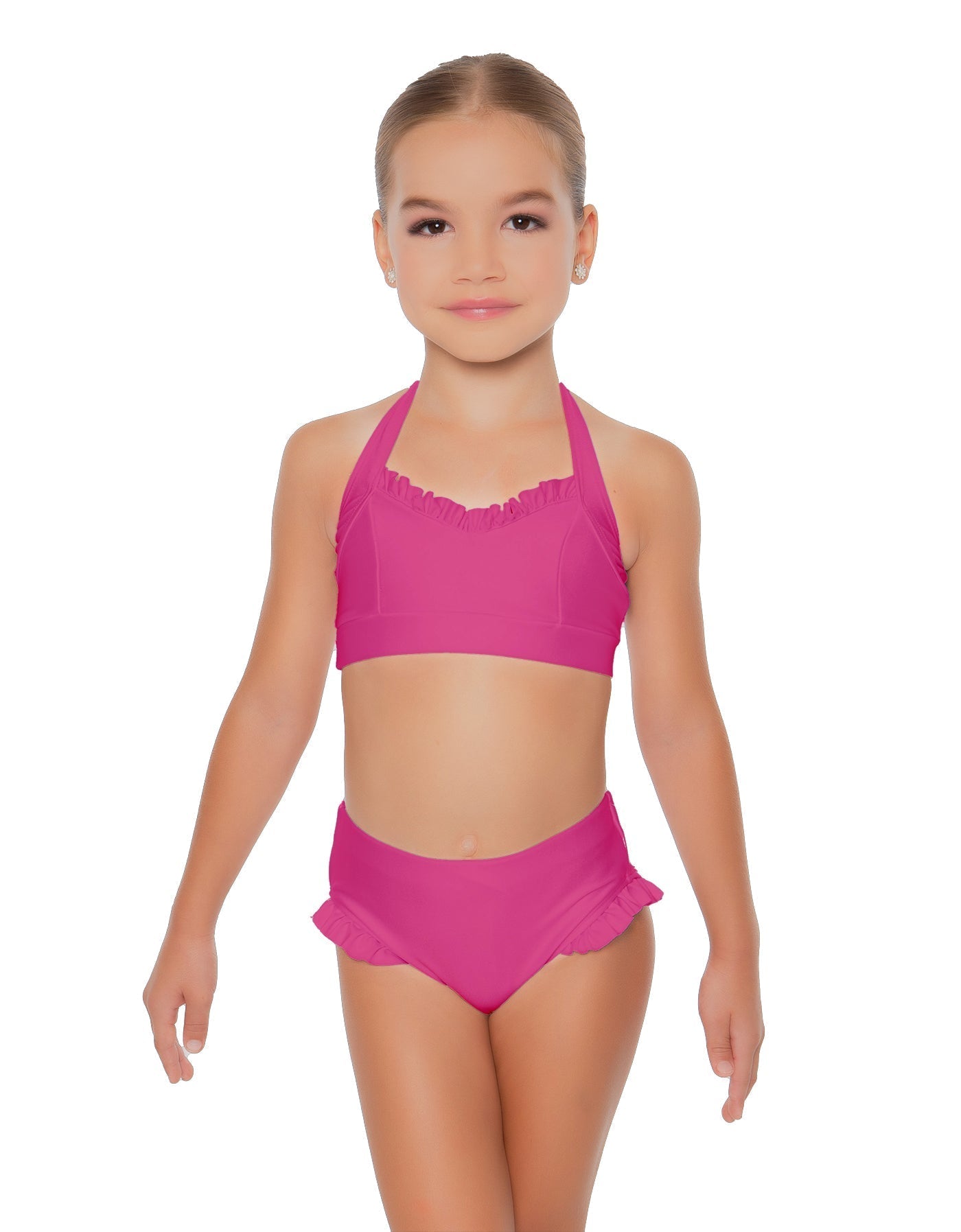Solid Lycra Halter Sweetheart Bra with Ruffle