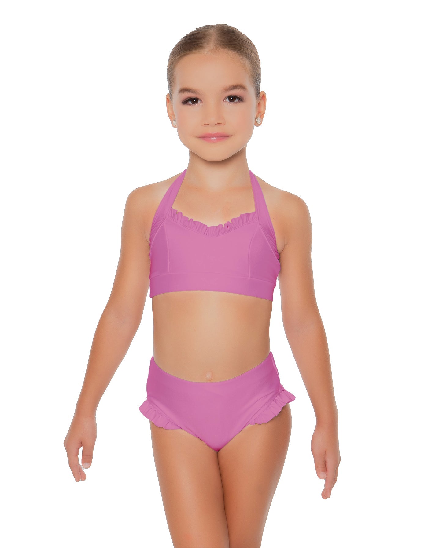 Solid Lycra Halter Sweetheart Bra with Ruffle
