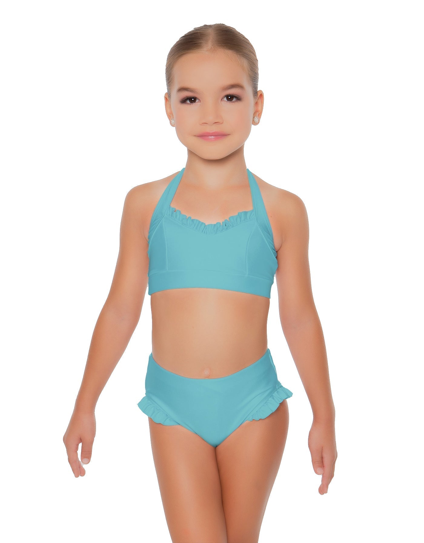 Solid Lycra Halter Sweetheart Bra with Ruffle