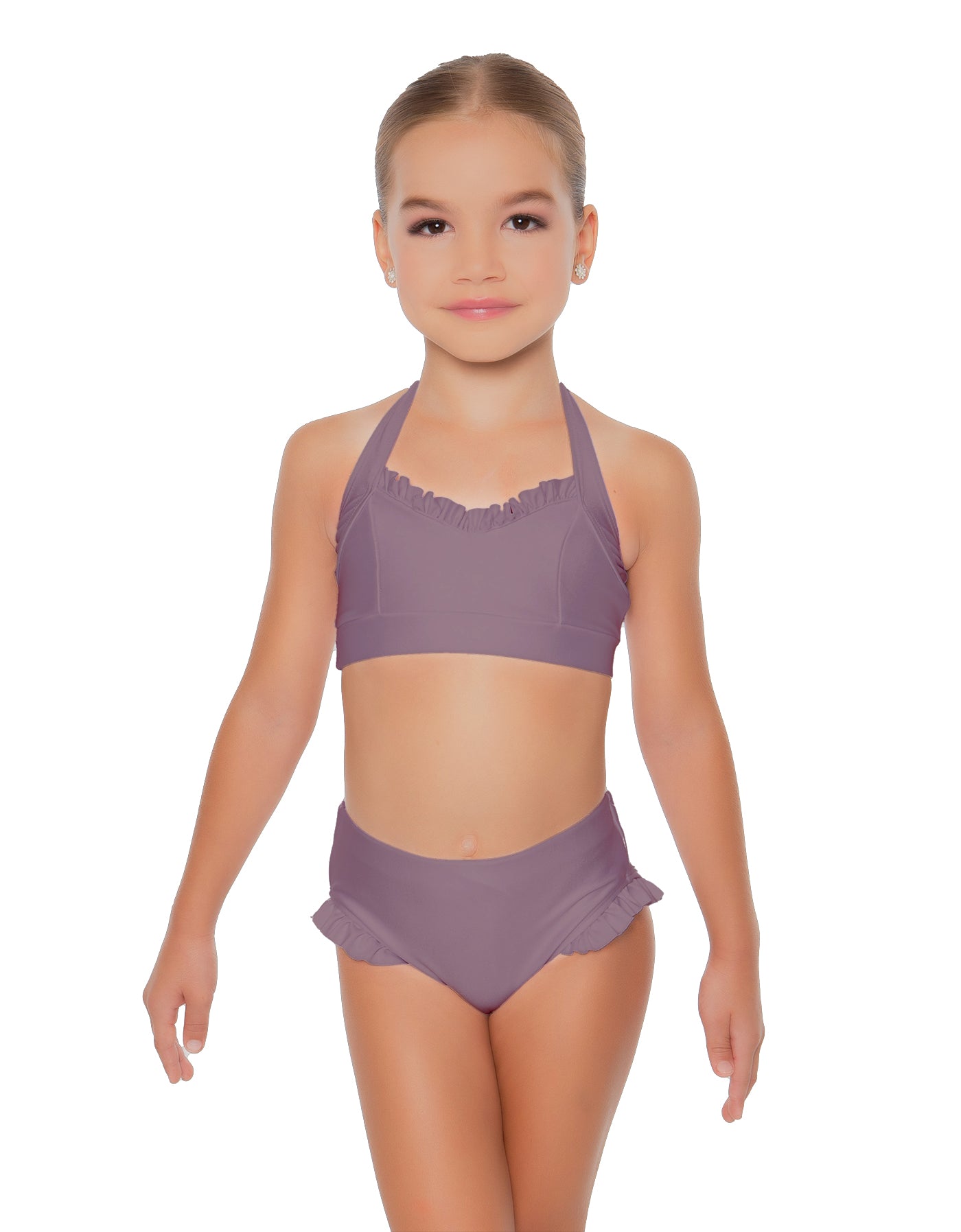 Solid Lycra Halter Sweetheart Bra with Ruffle