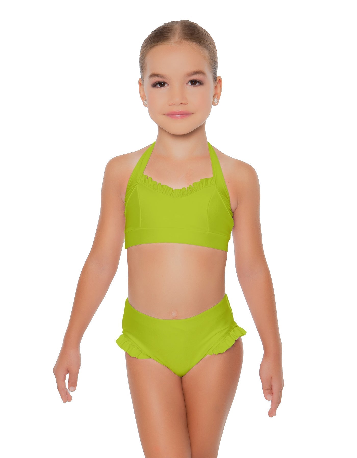 Solid Lycra Halter Sweetheart Bra with Ruffle