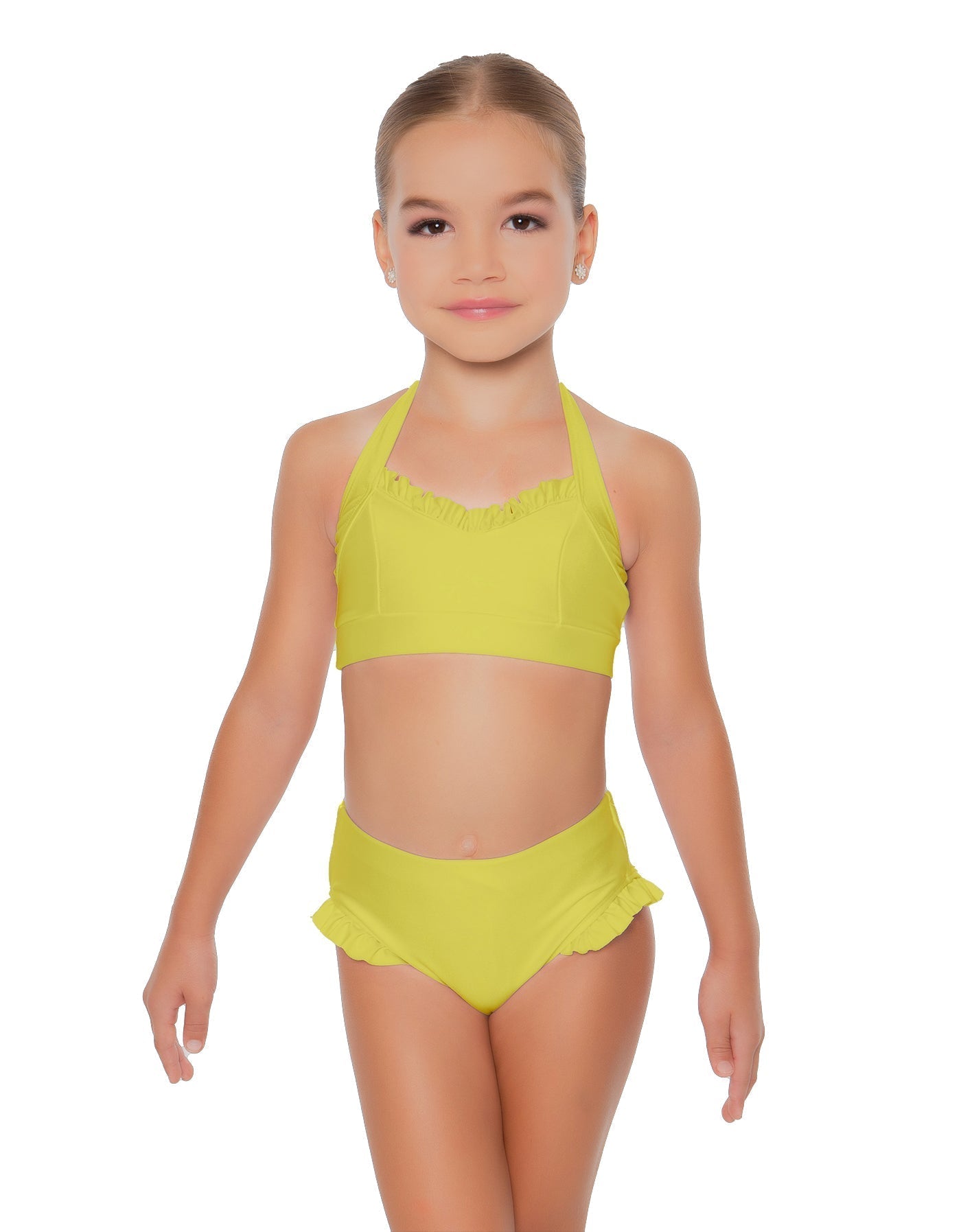 Solid Lycra Halter Sweetheart Bra with Ruffle