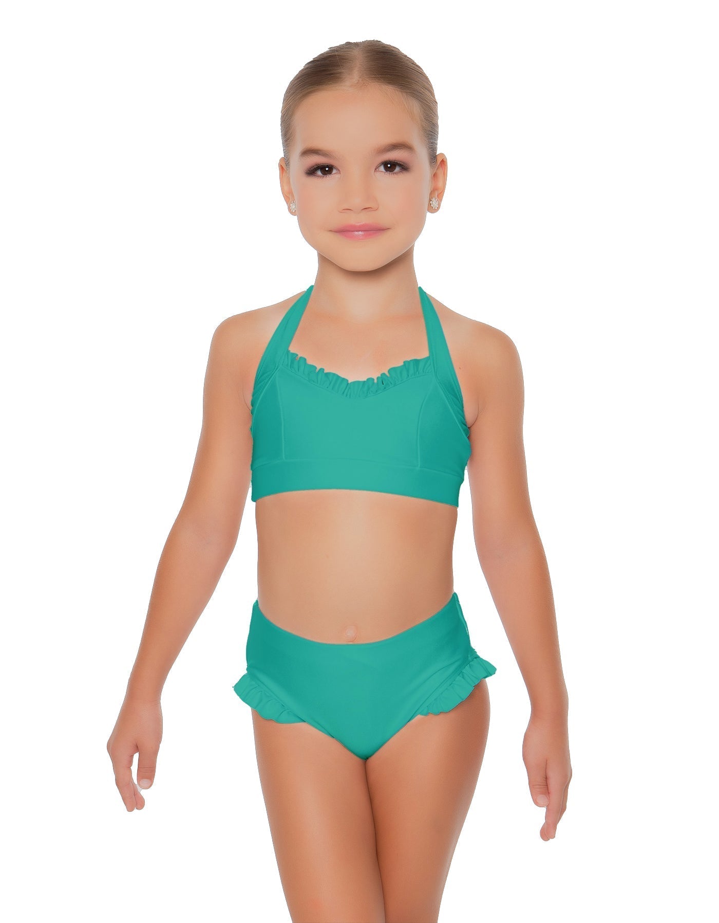 Solid Lycra Halter Sweetheart Bra with Ruffle