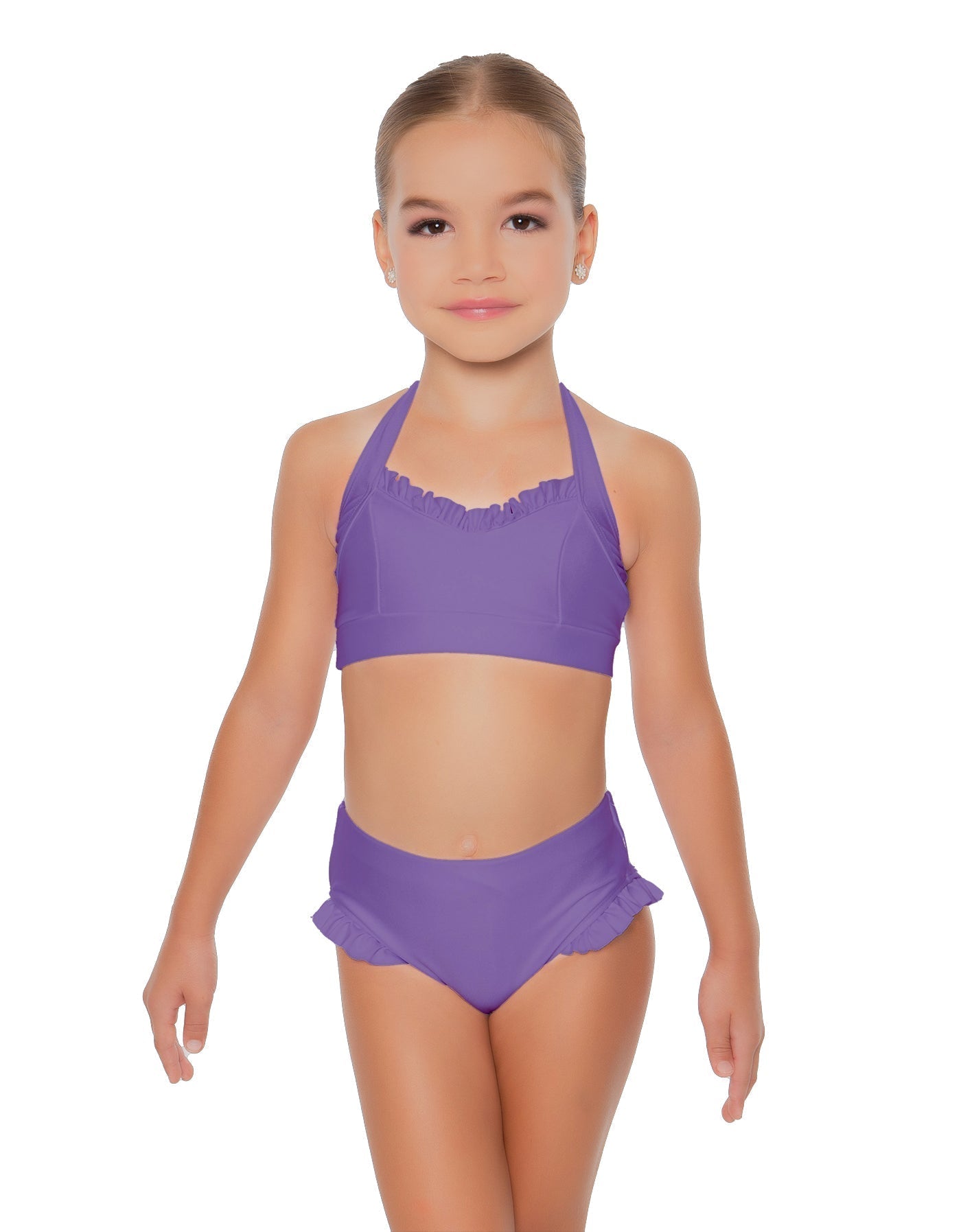 Solid Lycra Halter Sweetheart Bra with Ruffle