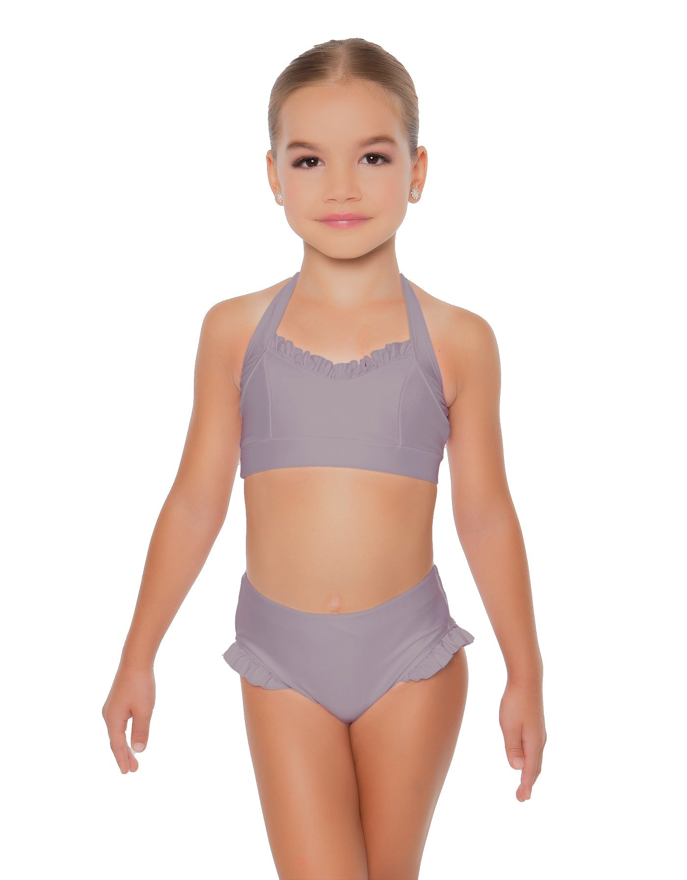 Solid Lycra Halter Sweetheart Bra with Ruffle