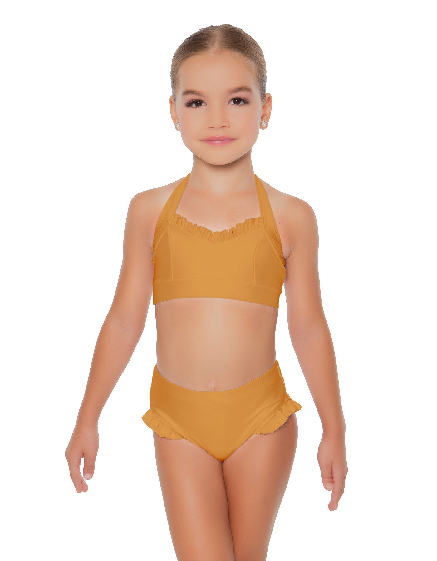 Solid Lycra Halter Sweetheart Bra with Ruffle