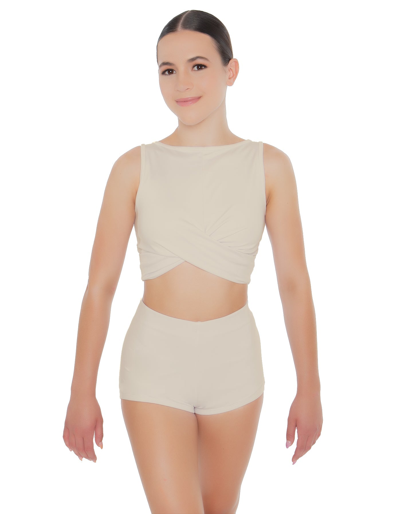 Solid Lycra Twisted Crop Top