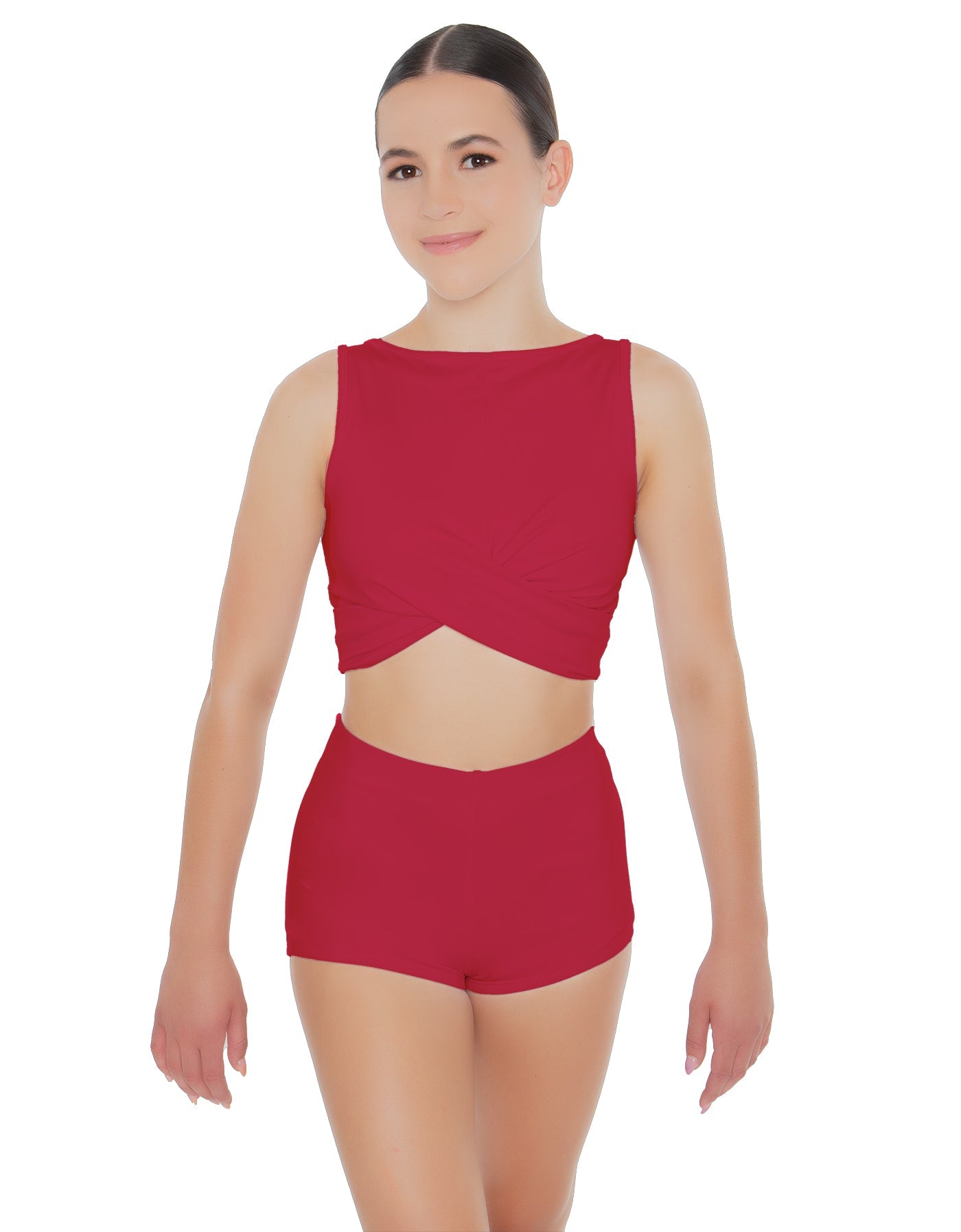 Solid Lycra Twisted Crop Top